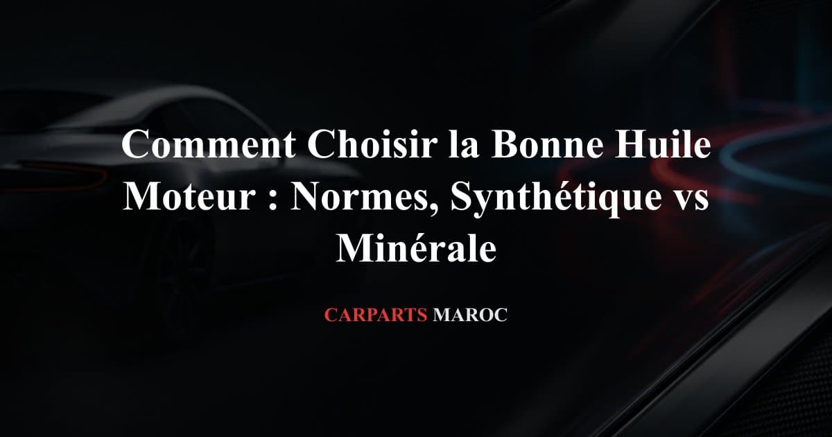 Comment Choisir la Bonne Huile Moteur : Normes, Synthétique vs Minérale